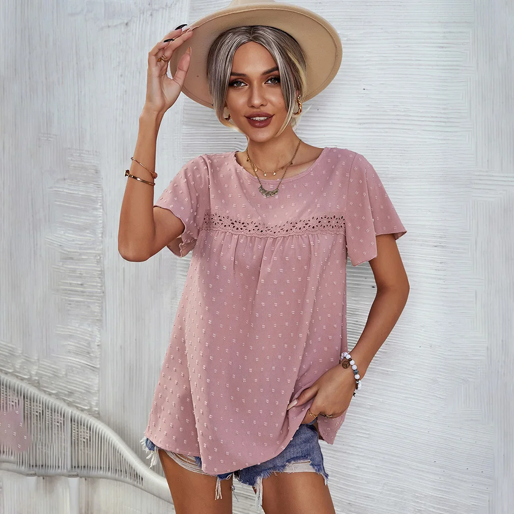 2022 Fashion Chiffon Blouse Women Short Sleeve Loose Casual Solid O Neck Lace Top Femme White Tops And Blouses Ladies Shirts
2022 Fashion Chiffon Blouse Women Short Sleeve Loose Casual Solid O Neck Lace Top Femme White Tops And Blouses Ladies Shirts