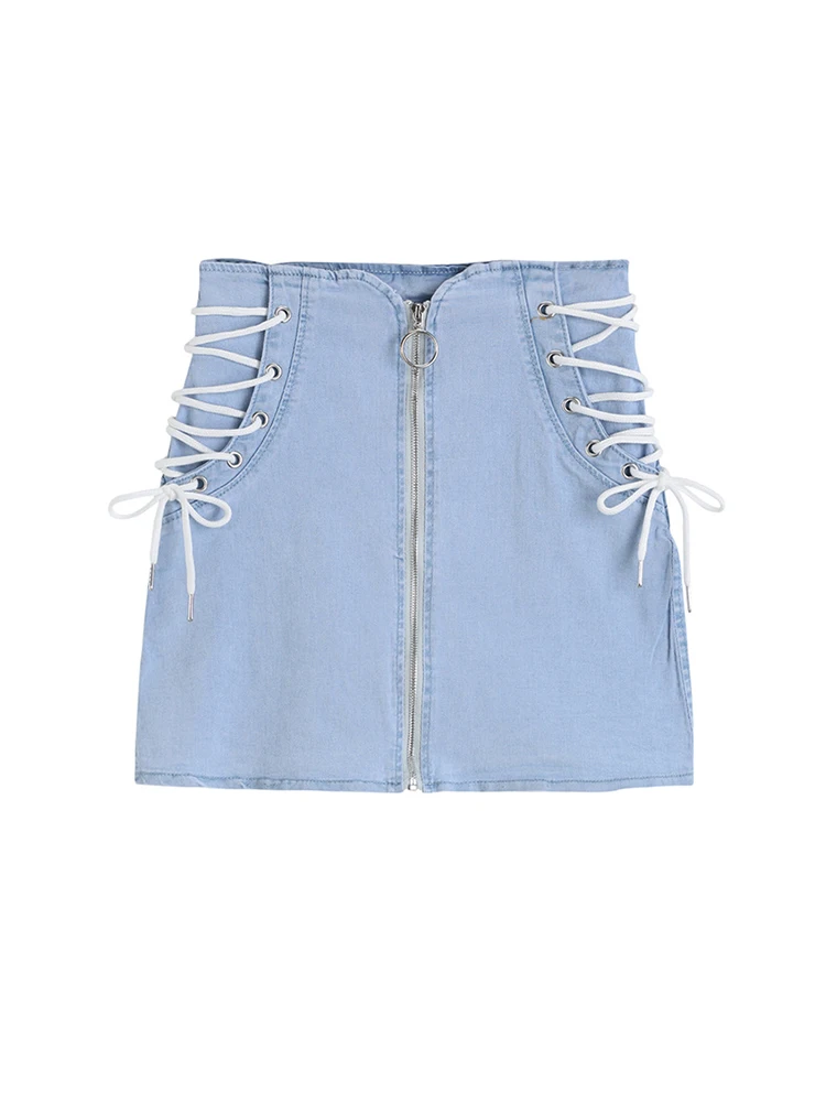 2023 Summer Vintage Y2k Blue Women's Denim Skirts Casual Fashion Harajuku Korean Style Bandage Streetwear A-line Skirts New
2023 Summer Vintage Y2k Blue Women's Denim Skirts Casual Fashion Harajuku Korean Style Bandage Streetwear A-line Skirts New