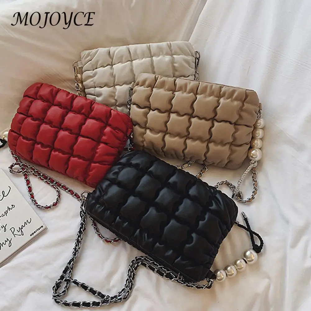 Women Quilted Lattice Pattern Shoulder Bag Lady Chain Pearl Small Square Pack for Women Christmas Birthday Gifts
Women Quilted Lattice Pattern Shoulder Bag Lady Chain Pearl Small Square Pack for Women Christmas Birthday Gifts