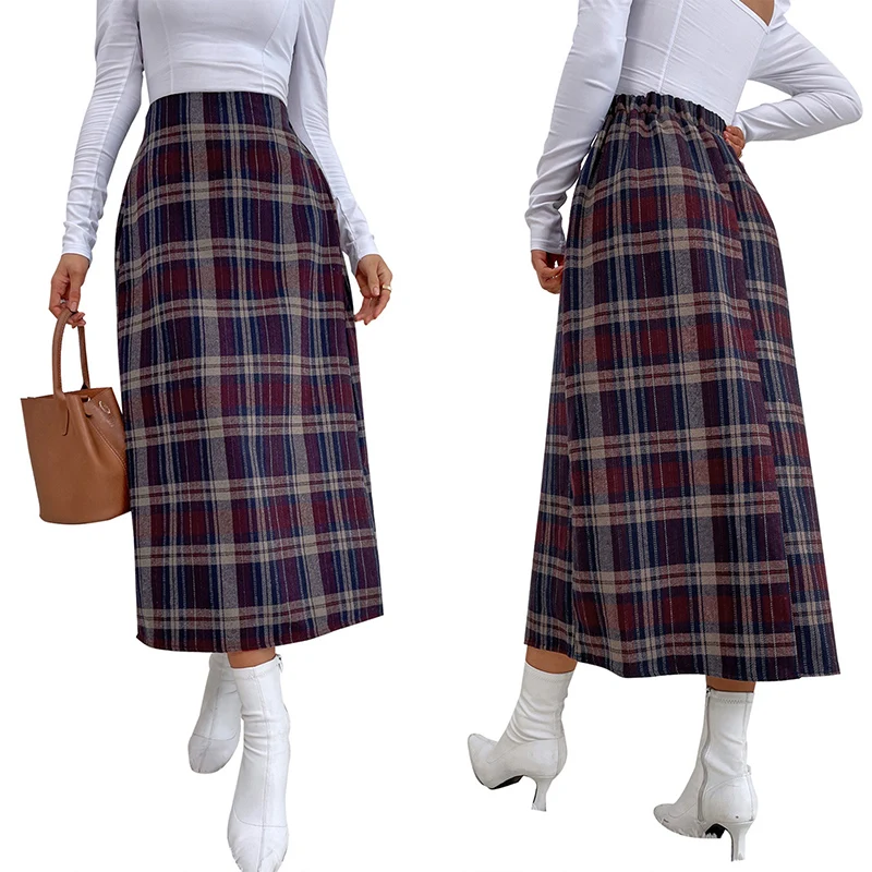 Women Spring Tea Skirt Casual Plaid A-Line High Waist Elastic Waistband Skirts Ladies Fall/Winter Casual Bottoms Midi Skirts
Women Spring Tea Skirt Casual Plaid A-Line High Waist Elastic Waistband Skirts Ladies Fall/Winter Casual Bottoms Midi Skirts