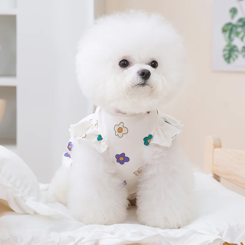 

Clothing Flying Print Flower Summer Coat Dog Dresses Cat Dog Dogs Clothes Wind Two-legged Vest Cute Pet Princess Small Sleeve
