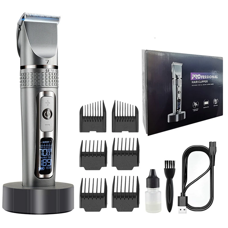 LCD Professional Hair Clipper Rechargeable 3500mah 10H Hair Clippers For Adult Baby Cutting Silent Barber Base For Men Machine
LCD Professional Hair Clipper Rechargeable 3500mah 10H Hair Clippers For Adult Baby Cutting Silent Barber Base For Men Machine