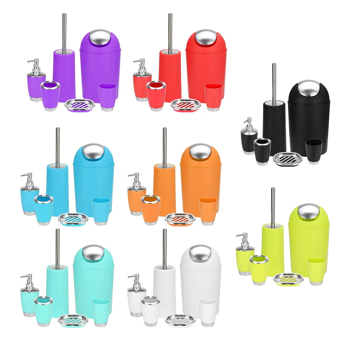 6 Color Bathroom Accessories Sets Toothpaste Tooth Brush Holder Hand Soap Shampoo Storage Bottle With Press Swith Toilet Cleaner
6 Color Bathroom Accessories Sets Toothpaste Tooth Brush Holder Hand Soap Shampoo Storage Bottle With Press Swith Toilet Cleaner