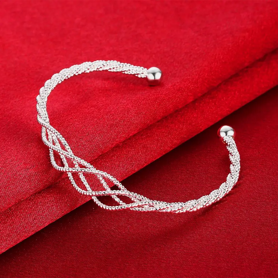 New korean fashion 925 Sterling Silver pretty mesh chain Bangle cuff Bracelet For Women party wedding jewelry Adjustable
New korean fashion 925 Sterling Silver pretty mesh chain Bangle cuff Bracelet For Women party wedding jewelry Adjustable