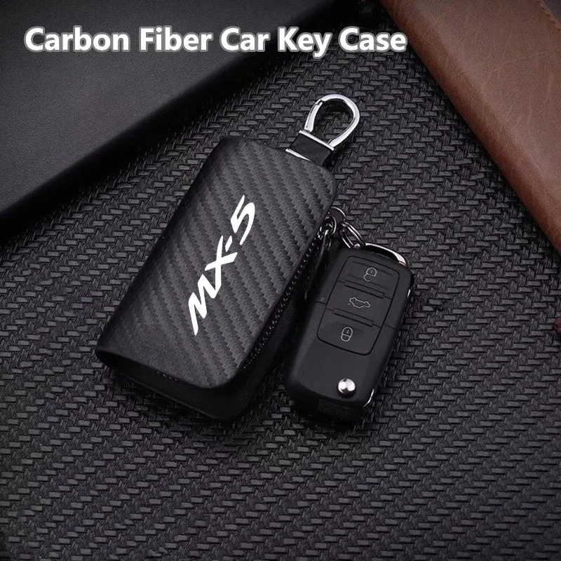 

10X6CM Car Remote Key Case Cover Fob Carbon Fiber Car Key Case For Mazda MX-5 Miata NA NB NC ND 1990-2019 2020 2021 2022 2023