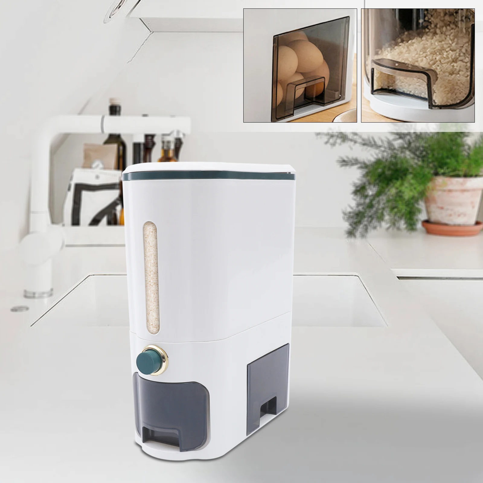 26.5 Lbs Rice Dispenser Large Sealed Grain Container Storage with Measuring Cup Kitchen Organization for Rice Soybean Corn Food
26.5 Lbs Rice Dispenser Large Sealed Grain Container Storage with Measuring Cup Kitchen Organization for Rice Soybean Corn Food