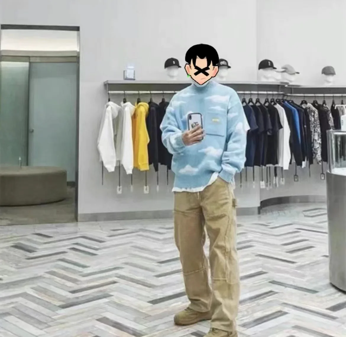 KH 2023 Leisure Spring/Autumn Simpson Round Neck Blue Sky White Cloud Sweater Knit Couple Tops Japanese Streetwear
KH 2023 Leisure Spring/Autumn Simpson Round Neck Blue Sky White Cloud Sweater Knit Couple Tops Japanese Streetwear