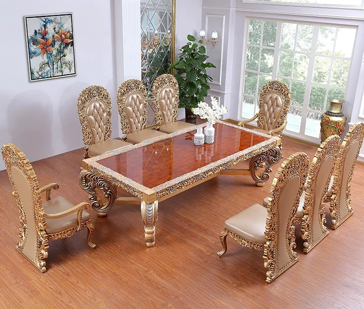 Customied Classic Solid Wood Dining Tables And Chair Royal Carved Dining Sets Leather 8 Chairs Dining Room Furniture
Customied Classic Solid Wood Dining Tables And Chair Royal Carved Dining Sets Leather 8 Chairs Dining Room Furniture
