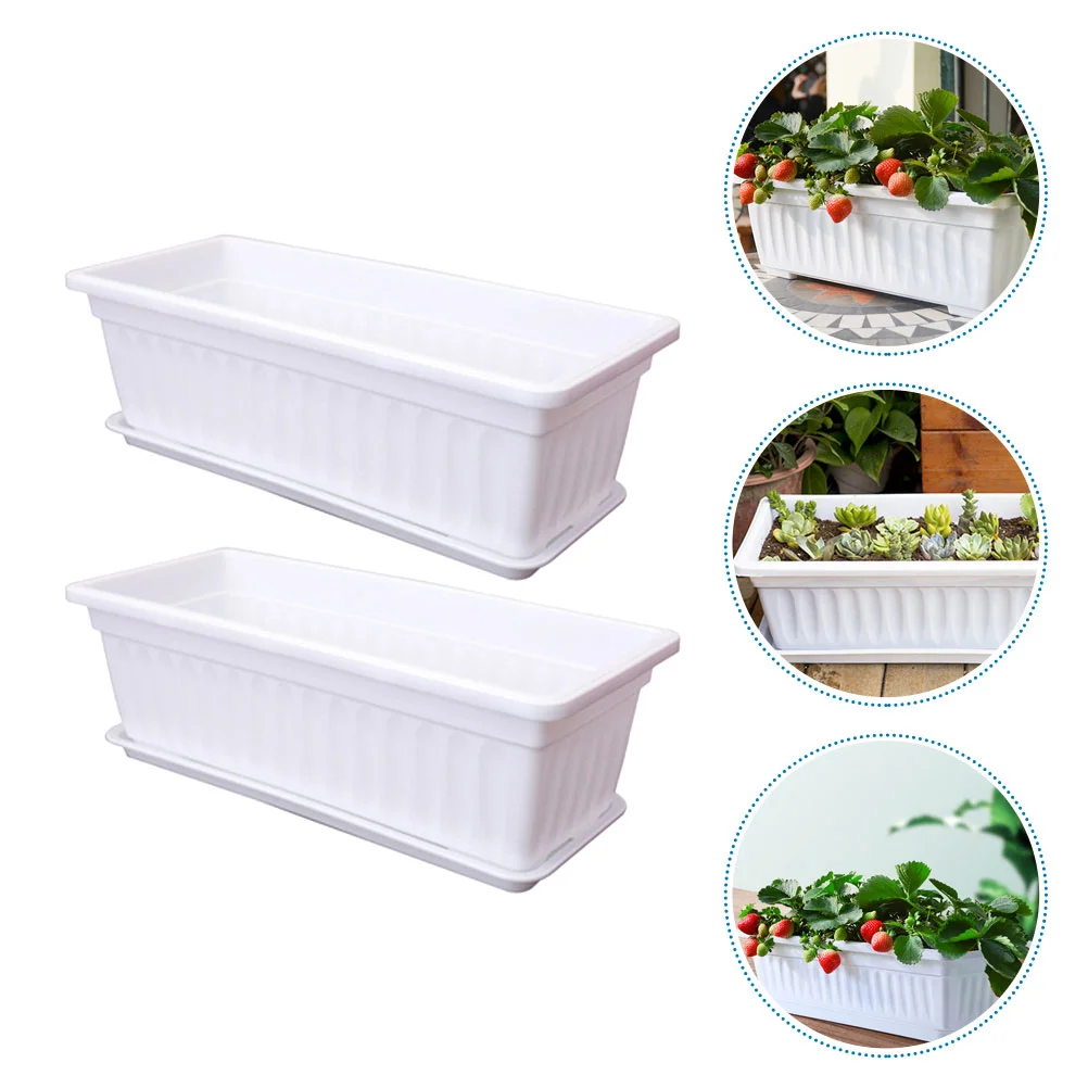 2 Pcs Plastic Plants Rectangular Flower Pot Patio Planters Outdoor Window Frame Sill Indoor White
2 Pcs Plastic Plants Rectangular Flower Pot Patio Planters Outdoor Window Frame Sill Indoor White