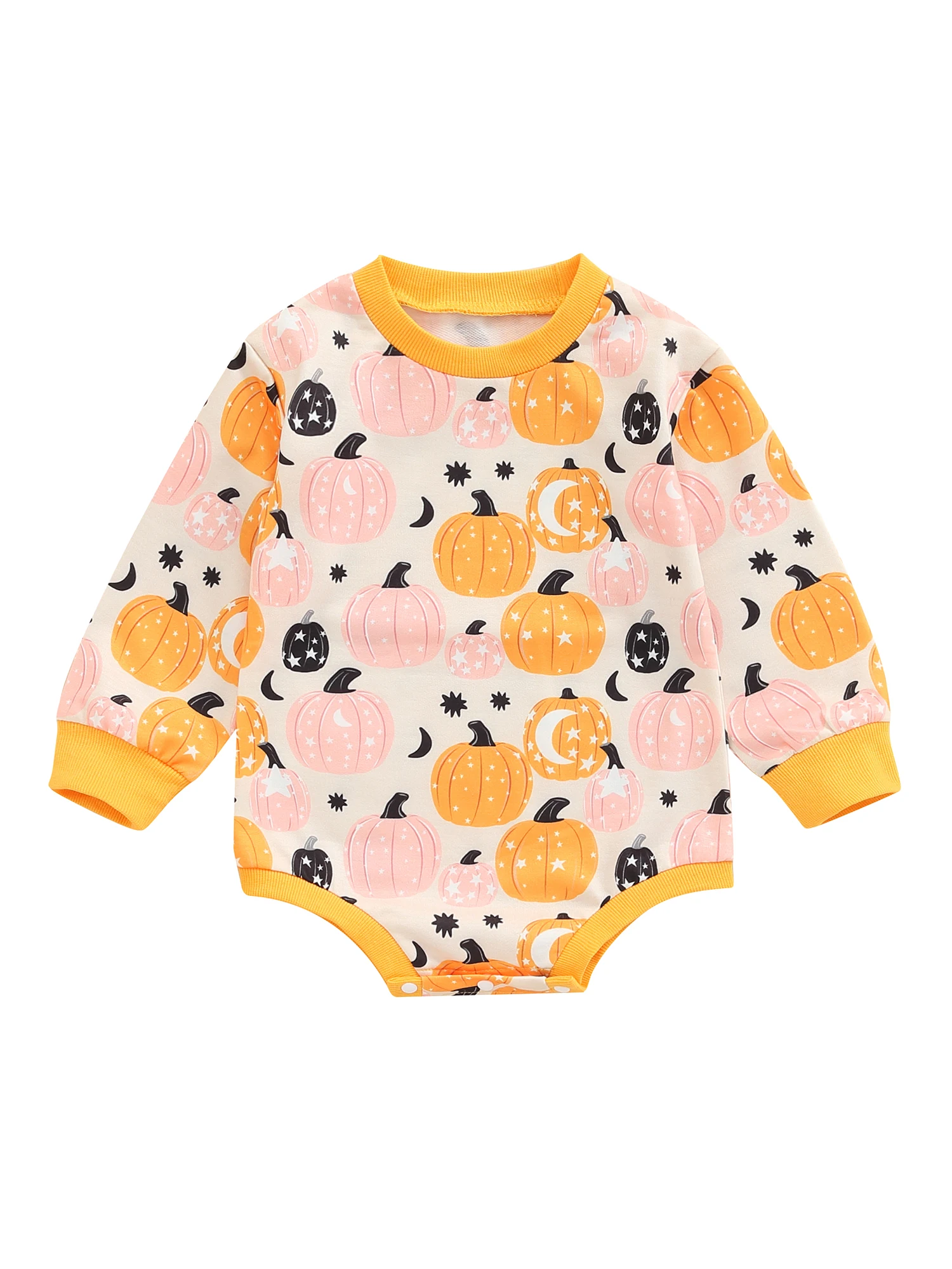 Baby Halloween Romper Long Sleeve Pumpkin Crew Neck Snap Romper Infant Toddler Boys Girls Triangle Bottom Jumpsuit
Baby Halloween Romper Long Sleeve Pumpkin Crew Neck Snap Romper Infant Toddler Boys Girls Triangle Bottom Jumpsuit