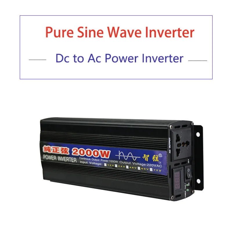 Pure Sine Wave Power Inverter 1000W/1600W/2000W/2600W Dc12V 24V To Ac 220V LED Digital Display Car Inverter Solar Inverter
Pure Sine Wave Power Inverter 1000W/1600W/2000W/2600W Dc12V 24V To Ac 220V LED Digital Display Car Inverter Solar Inverter