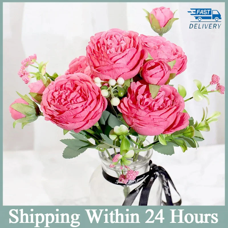Rose Silk Artificial Flower Wedding Bouquet Peony Artificial Flower 5 Big Head 4 Small Bud Bride Wedding Home Decoration Artifi
Rose Silk Artificial Flower Wedding Bouquet Peony Artificial Flower 5 Big Head 4 Small Bud Bride Wedding Home Decoration Artifi