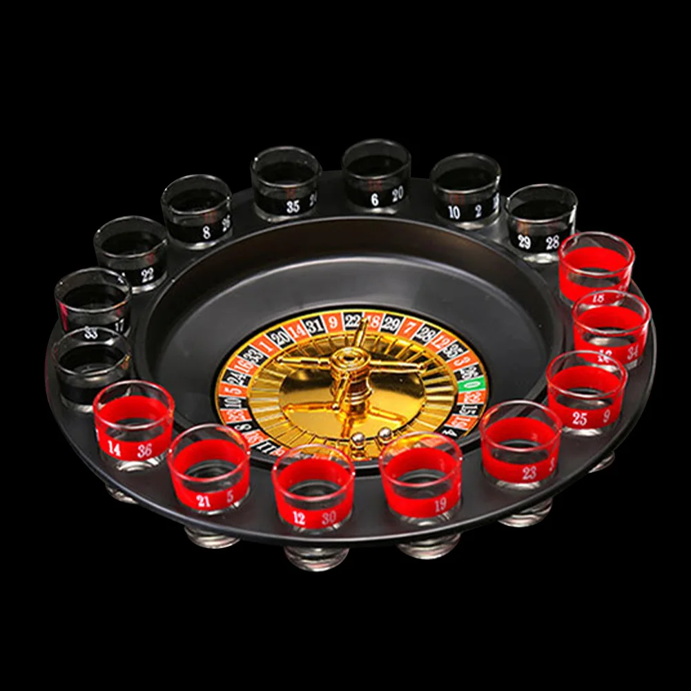 

Drinking Roulette Set Party Supplies Family Home Steel Balls Birthday With 16 Shot Glass Russian Spinning Poker Chips Adult Bar