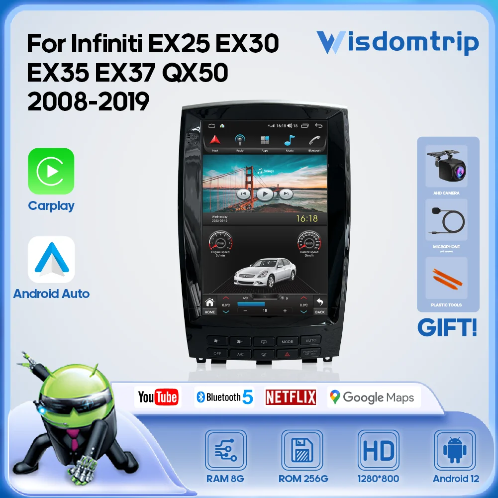 Для Infiniti QX50 EX25 EX35 EX37 2008-2019 автомобильный мультимедийный видеоплеер GPS 4G Wi-Fi