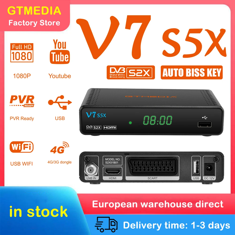 Спутниковый ресивер GTMEDIA V7 S5X Full HD DVB-S/S2/S2X Gtmedia V7S2X обновление DVB S2X Поддержка USB Wi-Fi многоязычный для опций 
Спутниковый ресивер GTMEDIA V7 S5X Full HD DVB-S/S2/S2X Gtmedia V7S2X обновление DVB S2X Поддержка USB Wi-Fi многоязычный для опций