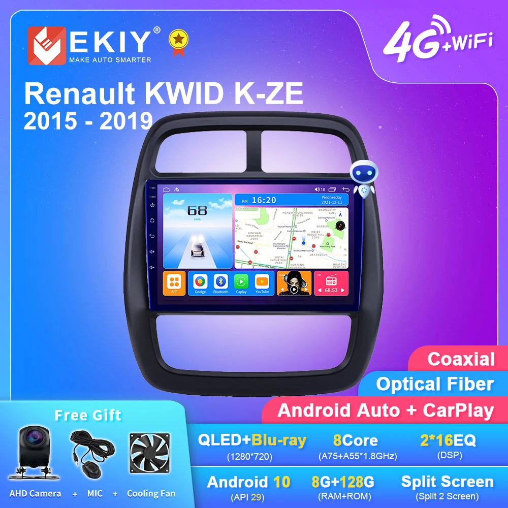 

EKIY T7 For Renault KWID K-ZE 2015 - 2019 Car Radio Multimedia Video Player Navigation GPS Android 10.0 No 2din Carplay DVD HU