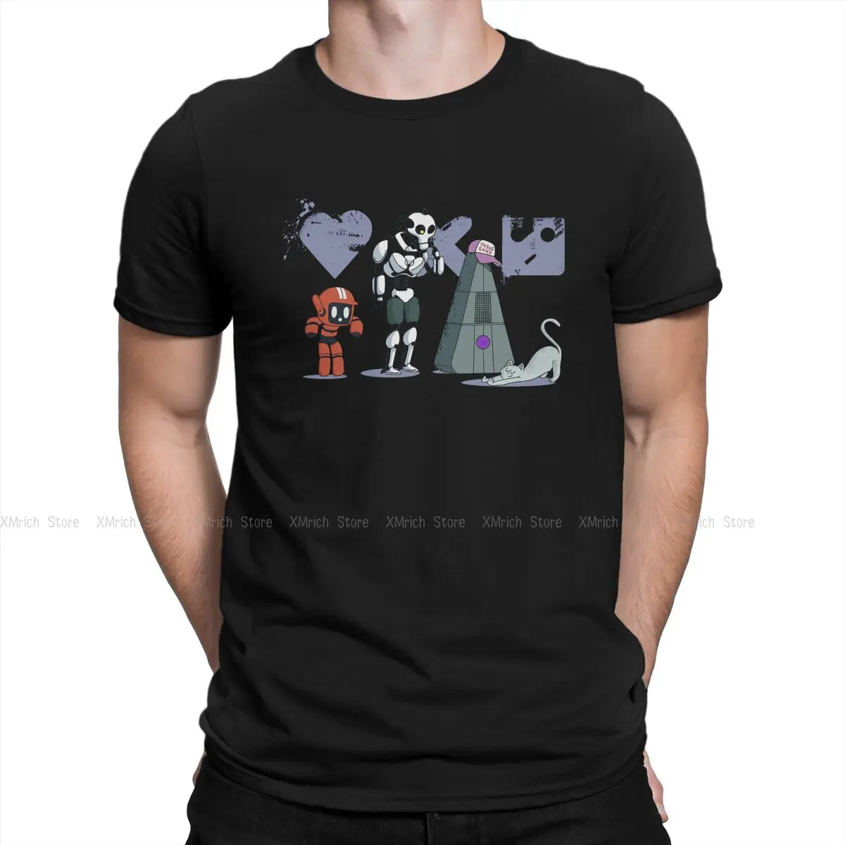 Vintage Three Robots And Cat T-Shirts Men Round Collar Cotton T Shirt Love Death Robots Short Sleeve Tees New Arrival Clothes
Vintage Three Robots And Cat T-Shirts Men Round Collar Cotton T Shirt Love Death Robots Short Sleeve Tees New Arrival Clothes