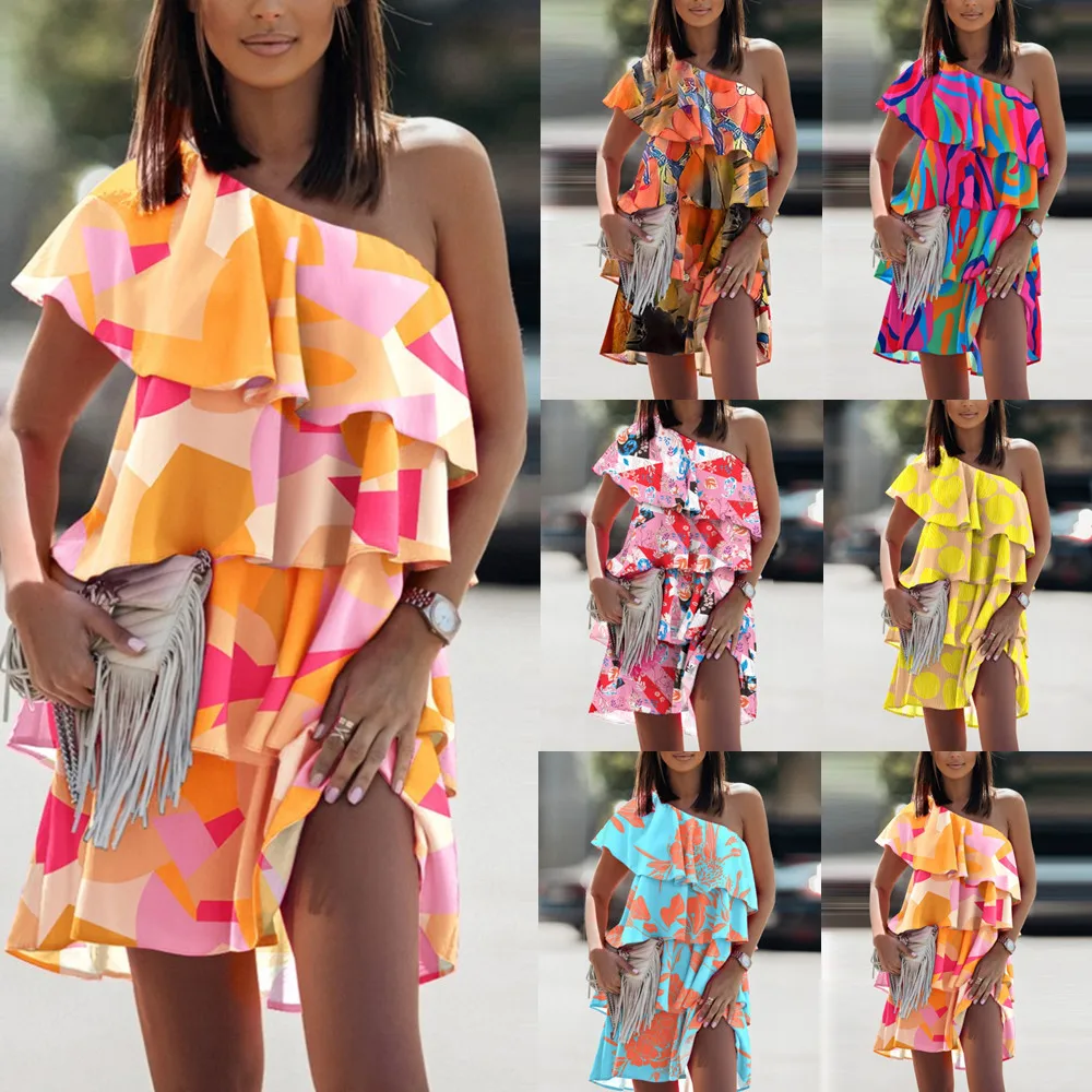 2022 New Women Printed Flowers Dress Sexy Ruffles Dress Fashion Loose Style Dress Sloping Shoulders Dress Drop Shipping
2022 New Women Printed Flowers Dress Sexy Ruffles Dress Fashion Loose Style Dress Sloping Shoulders Dress Drop Shipping