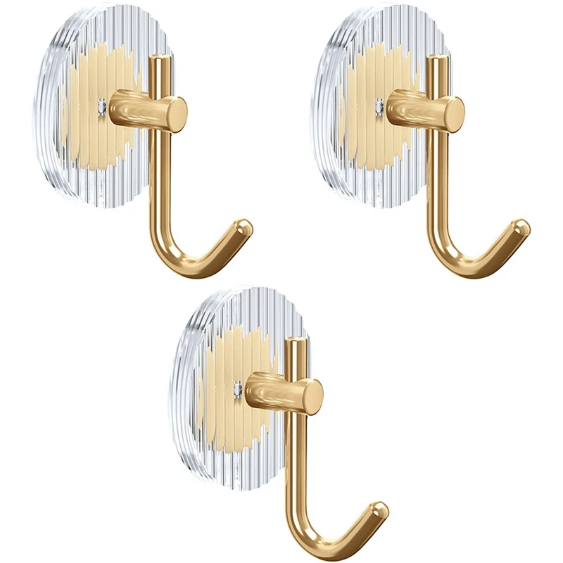 Adhesive Wall Hooks Acrylic Shower Hooks For Hanging Gold Self-Adhesive Hooks Towel Holder Bathroom Accessories 3Pc
Adhesive Wall Hooks Acrylic Shower Hooks For Hanging Gold Self-Adhesive Hooks Towel Holder Bathroom Accessories 3Pc