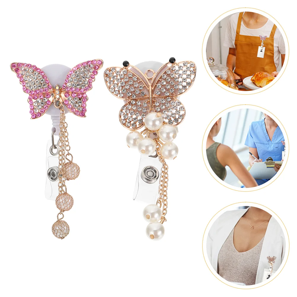 2 Pcs Butterfly ID Buckle Metal Trim Multi-function Badge Pendant Reel Supply Rhinestones Decorative Delicate Holder Nurse Clip
2 Pcs Butterfly ID Buckle Metal Trim Multi-function Badge Pendant Reel Supply Rhinestones Decorative Delicate Holder Nurse Clip