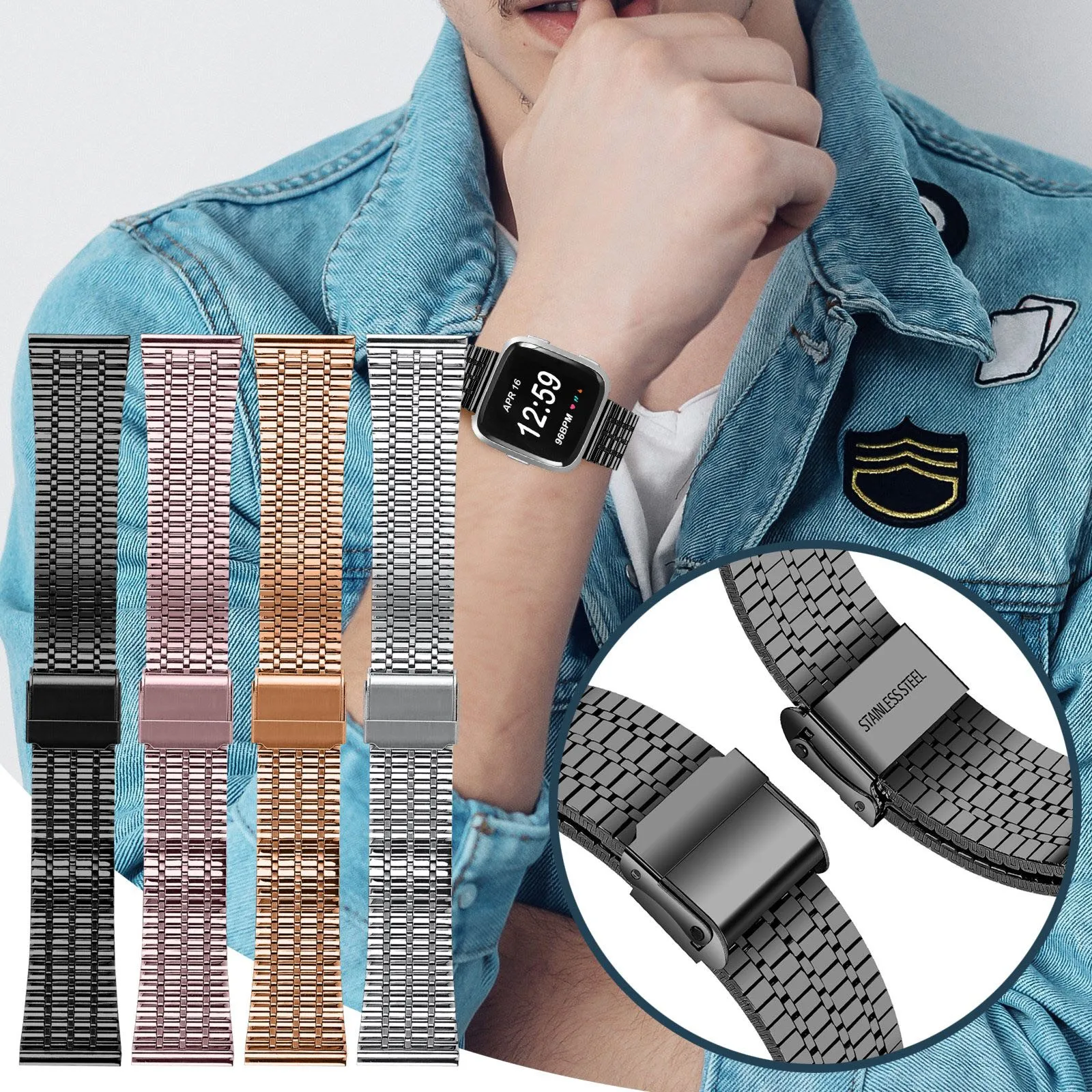Metal Bands Compitable For Compitable For Versa Stainless Steel Metal Replacement Bracelet Fashion Sports Support Parts
Metal Bands Compitable For Compitable For Versa Stainless Steel Metal Replacement Bracelet Fashion Sports Support Parts