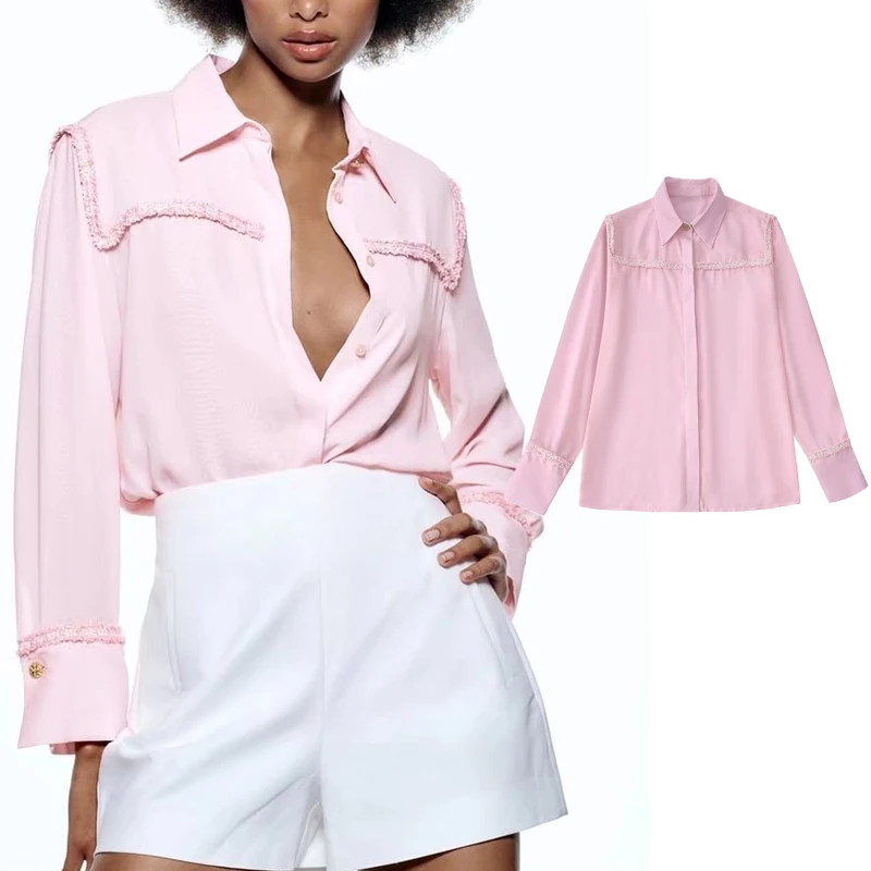 Shirt top new fashion stitching pink elegant women shirt 2022 new fashion street casual mix and match youth shirt women
Shirt top new fashion stitching pink elegant women shirt 2022 new fashion street casual mix and match youth shirt women