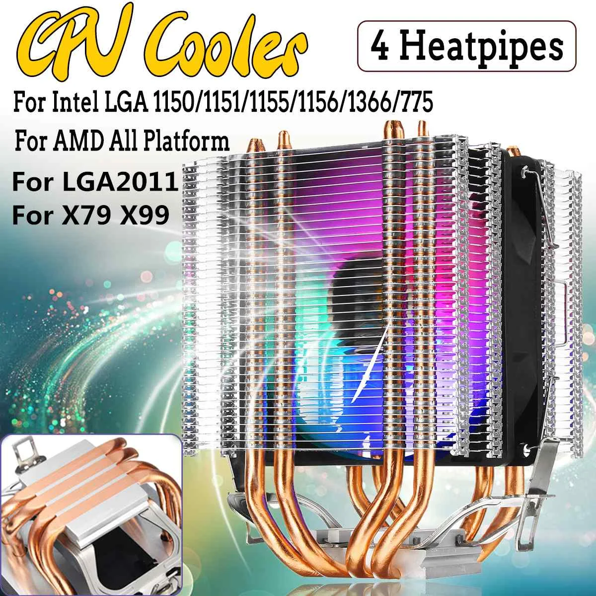 ARGB CPU Cooling Fan Heatsink 2/4/6 Heatpipes 3/4 Pin Cooler Fan For Intel LGA 1150 1151 1155 1200 1366 AMD AM3 AM4 Ventilador
ARGB CPU Cooling Fan Heatsink 2/4/6 Heatpipes 3/4 Pin Cooler Fan For Intel LGA 1150 1151 1155 1200 1366 AMD AM3 AM4 Ventilador