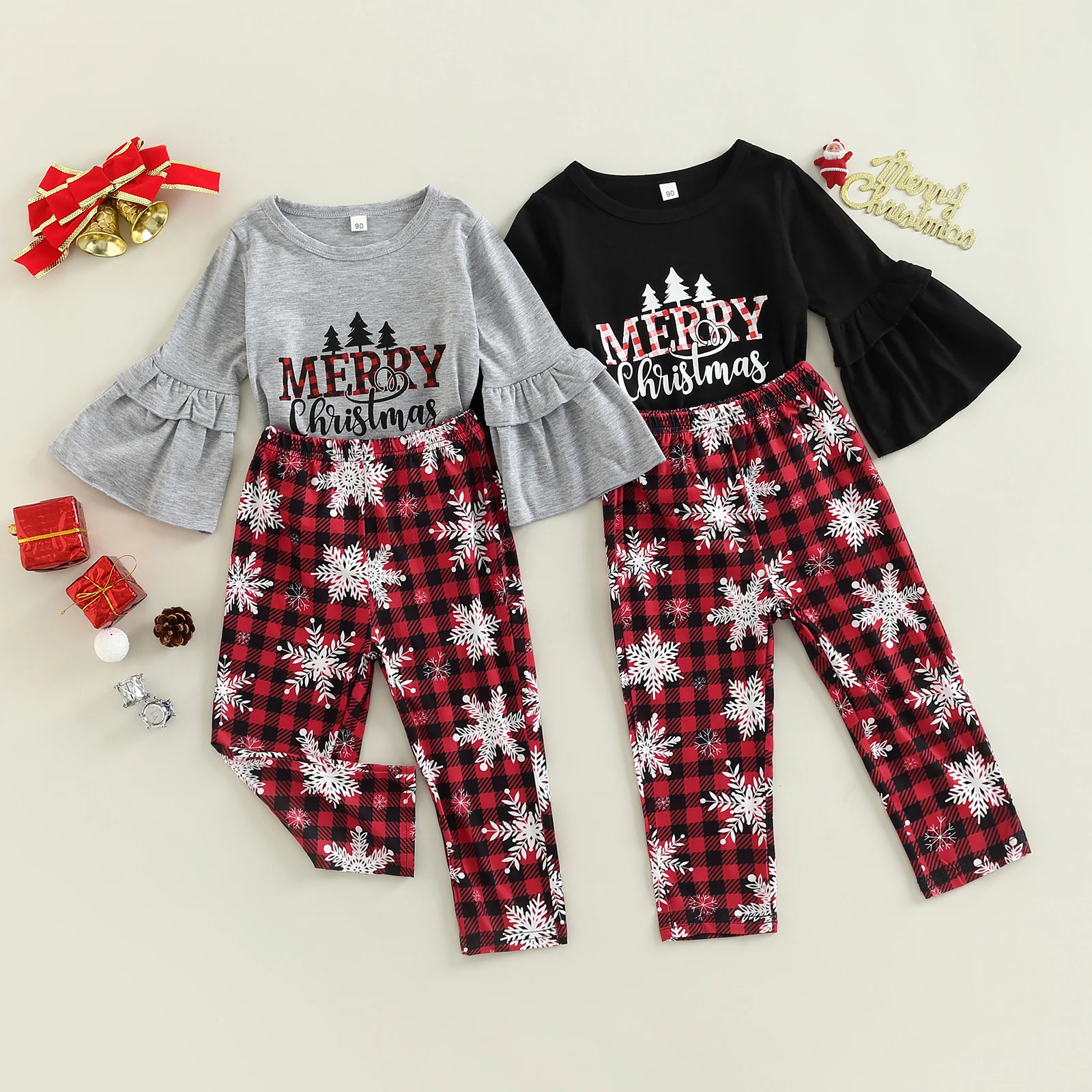 TR New Autumn Christmas Kids Girls Printing Pants Suit Flared Sleeves Pullover and Elastic Waist Trousers Xmas Clothes
TR New Autumn Christmas Kids Girls Printing Pants Suit Flared Sleeves Pullover and Elastic Waist Trousers Xmas Clothes