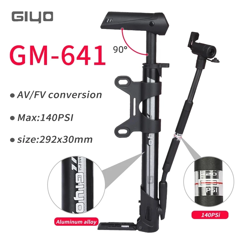 Giyo 120/140psi Floor Standing Bicycle Pump Portable Air Tire Inflator Presta/Schrader Valve Convertable MTB Road Bike Pump 
Giyo 120/140psi Floor Standing Bicycle Pump Portable Air Tire Inflator Presta/Schrader Valve Convertable MTB Road Bike Pump