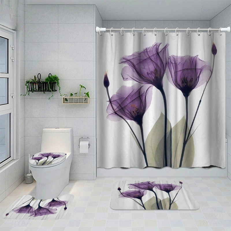 Waterproof Bathroom Shower Curtain Flower Toilet Cover Non-Slip Bath Mat Rug Carpet Set Polyester Fabric Washable Home Decor
Waterproof Bathroom Shower Curtain Flower Toilet Cover Non-Slip Bath Mat Rug Carpet Set Polyester Fabric Washable Home Decor
