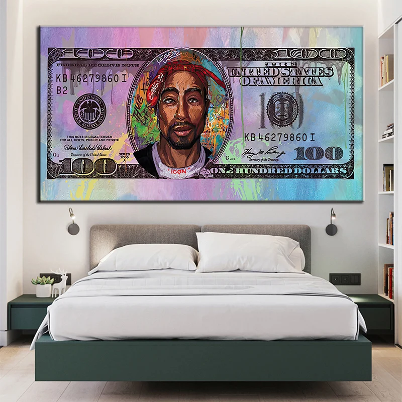 Tupac 2PAC Canvas Inspirational 100 Dollar Creative Money Paintings Rapper Star Prints Art Poster Wall Picture Living Room Decor
Tupac 2PAC Canvas Inspirational 100 Dollar Creative Money Paintings Rapper Star Prints Art Poster Wall Picture Living Room Decor