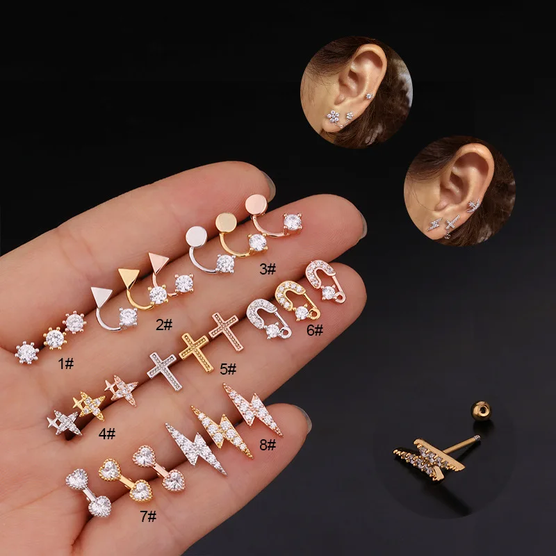 3Pcs Piercing Conch Cartilage Stud Earrings Stainless Steel Lightning Star Hoop Zircon Ear Bone Nail Helix Wholesale Jewelry 20G
3Pcs Piercing Conch Cartilage Stud Earrings Stainless Steel Lightning Star Hoop Zircon Ear Bone Nail Helix Wholesale Jewelry 20G