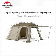 Naturehike Village 13 Ridge Tent Automatic Cabin Campaign Tents A Frame House for 4 People Family Car Camping With Snow Skirt
