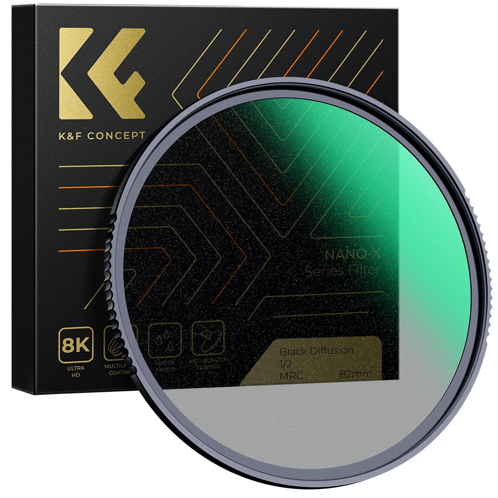 K&F Concept 82mm Black Diffusion Soft 1/2 1/1 Filter Mist Cinematic Effect Lens Filter with 28 Multi-Layer Coatings Waterproof
K&F Concept 82mm Black Diffusion Soft 1/2 1/1 Filter Mist Cinematic Effect Lens Filter with 28 Multi-Layer Coatings Waterproof