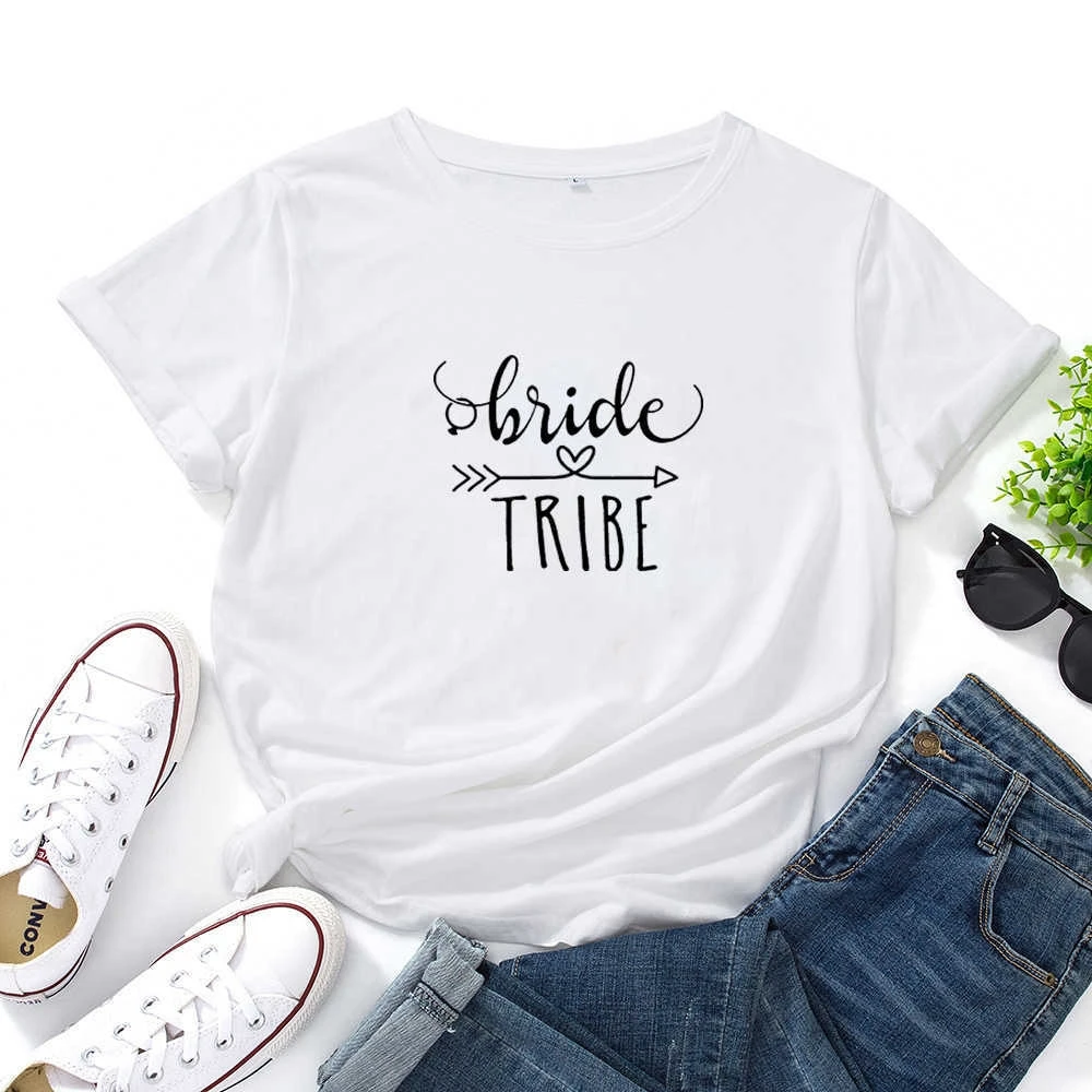 Bride Love TRIBE Letter Printing Women T-shirt O-neck Polyester Tshirt Women Casual Short Sleeve Women T Shirt 5RHR
Bride Love TRIBE Letter Printing Women T-shirt O-neck Polyester Tshirt Women Casual Short Sleeve Women T Shirt 5RHR