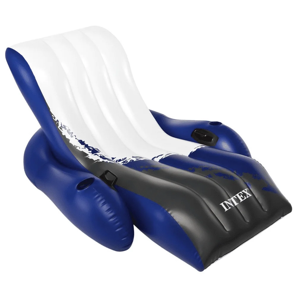Inflatable Floating Lounge Pool Recliner Chair with Cup Holders, Blue/Black/White, Adult Ages 18+
Inflatable Floating Lounge Pool Recliner Chair with Cup Holders, Blue/Black/White, Adult Ages 18+