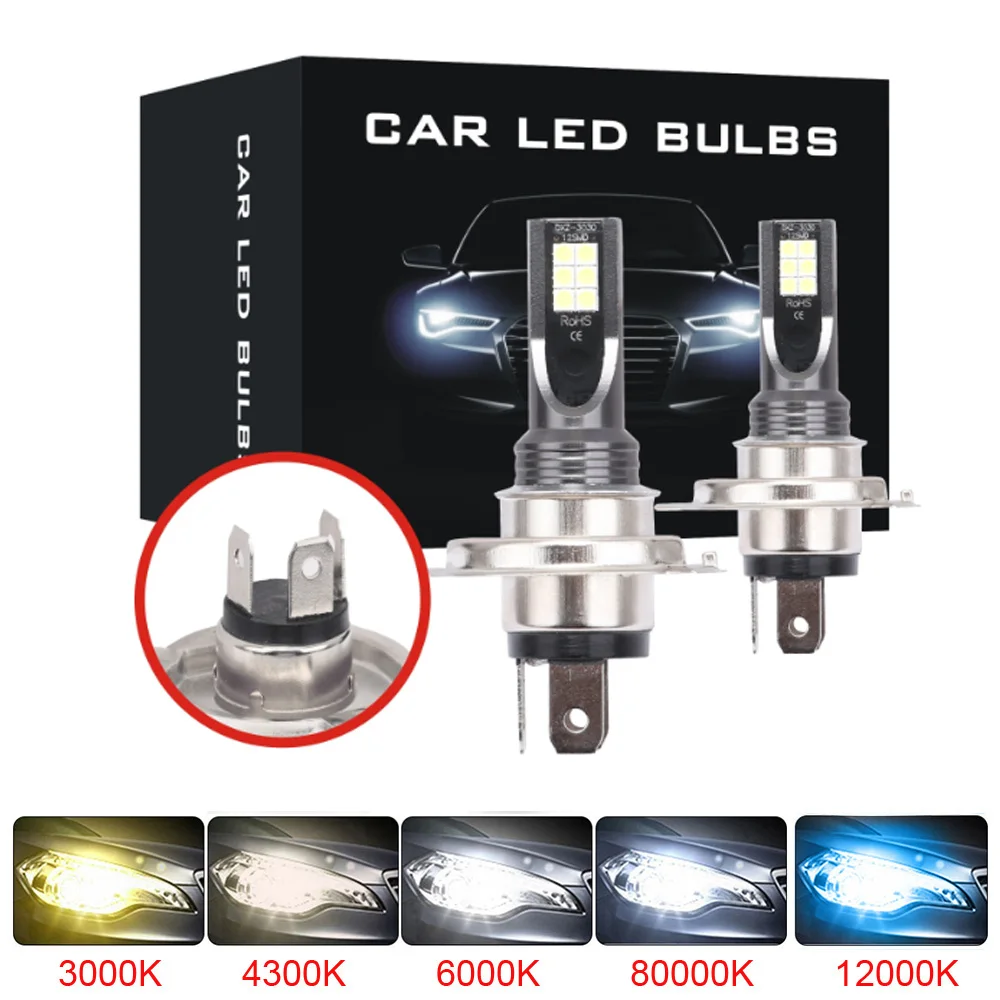 

2Pcs H4 H7 Led Car Headlight H1 H3 H11 H16 9005 HB3 9006 HB4 H13 H6 H27 Mini Bulbs Auto Lights Fog Lamps COB Chips 6000K 12V 24V