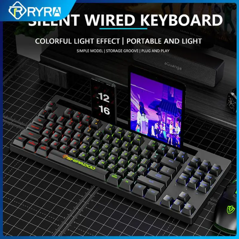 

Компактная Механическая игровая клавиатура RYRA K87V2, проводная, светящаяся, 87 клавиш, светодиодный светодиодной подсветкой RGB, для настольного ПК, ноутбука Mac, Windows