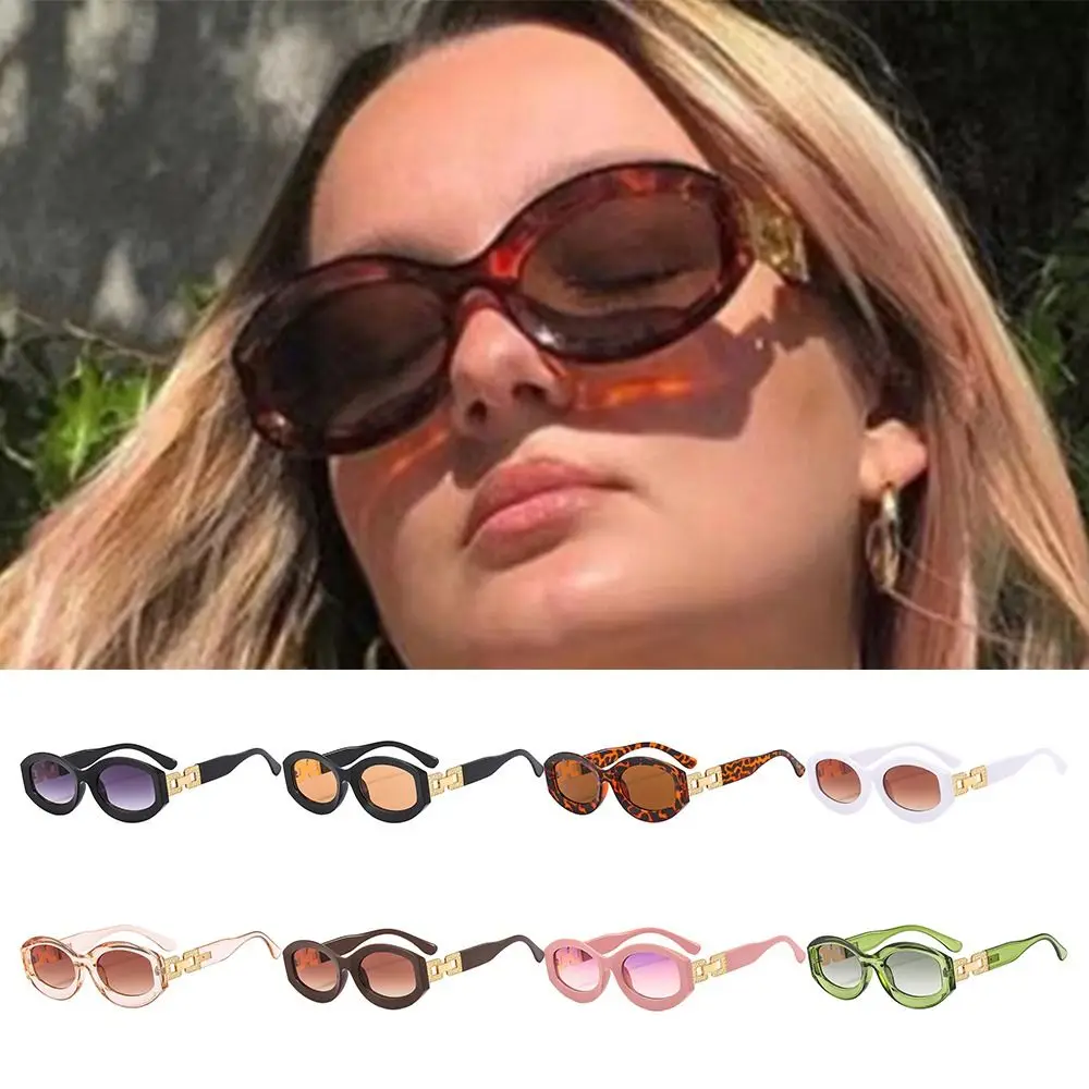 

2023 модные очки в стиле хип-хоп с металлической цепочкой и защитой UV400, Овальные Солнцезащитные очки, солнцезащитные очки с защитой от ультра...