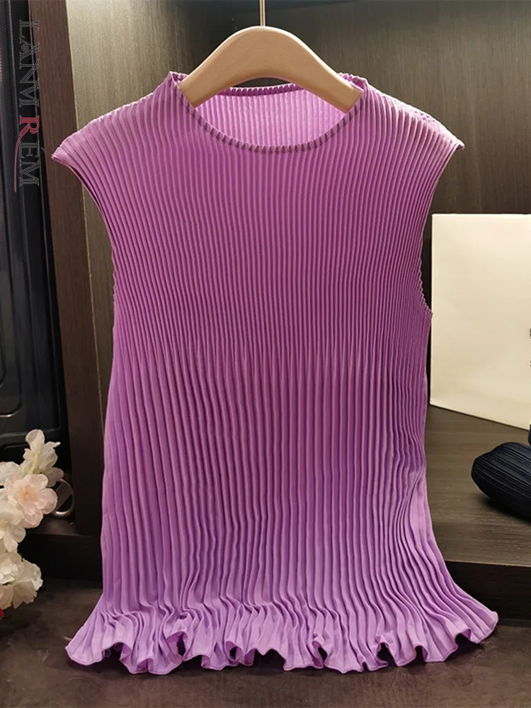 LANMREM Pleated T-shirt For Women 2023 Summer Round Neck Sleeveless Solid Color Slim Shirt Female Casual Top Summer New 32A148
LANMREM Pleated T-shirt For Women 2023 Summer Round Neck Sleeveless Solid Color Slim Shirt Female Casual Top Summer New 32A148
