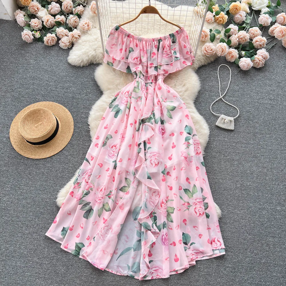 Floral Print Women Dress Ruffled Slash Neck Elastic Waist Fashion Vacation Ladies Summer A Line Maxi Dresses
Floral Print Women Dress Ruffled Slash Neck Elastic Waist Fashion Vacation Ladies Summer A Line Maxi Dresses