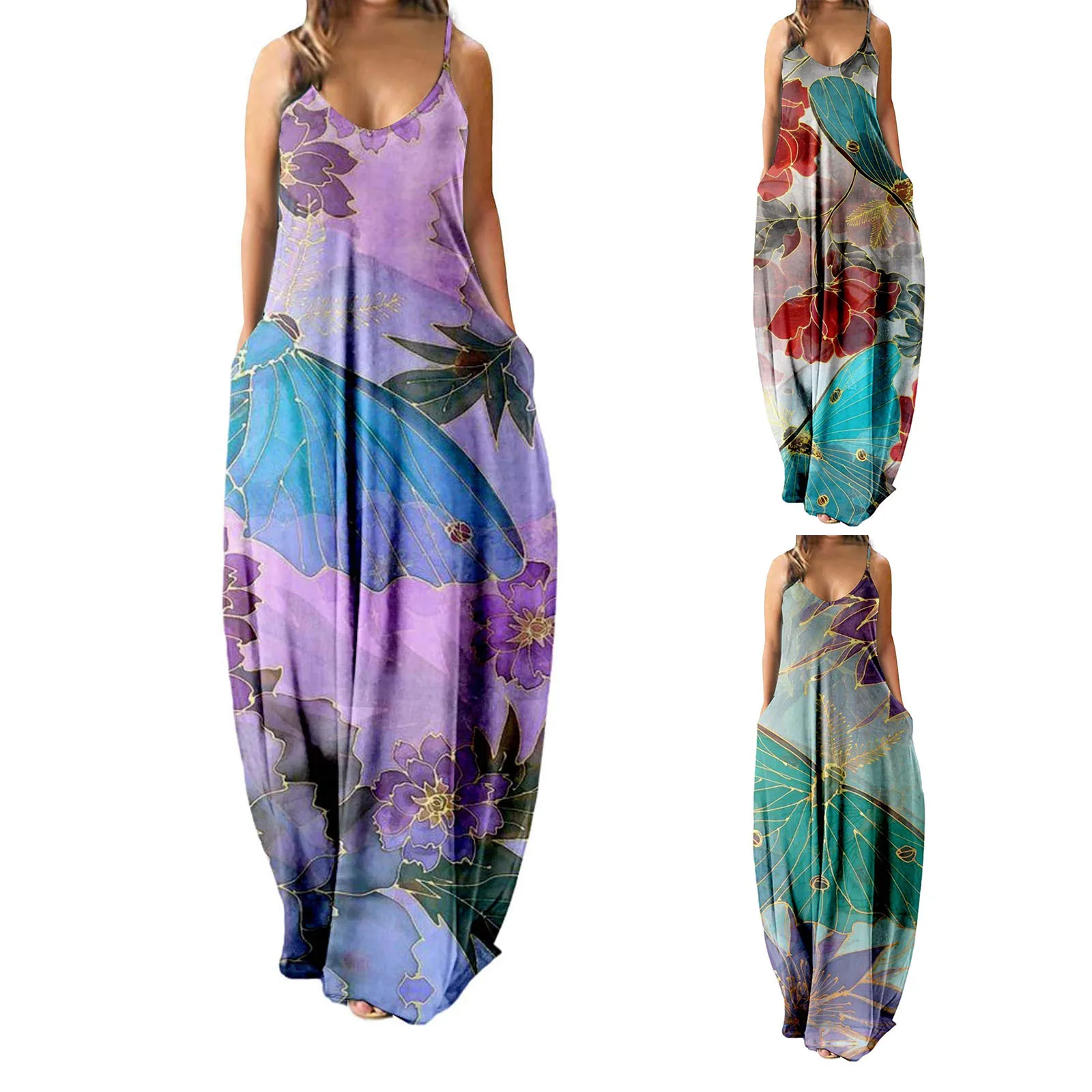 Women's Sexy Deep V Strap Printed Long Dress Casual Dress 1950's Cocktail Dresses for Women
Women's Sexy Deep V Strap Printed Long Dress Casual Dress 1950's Cocktail Dresses for Women