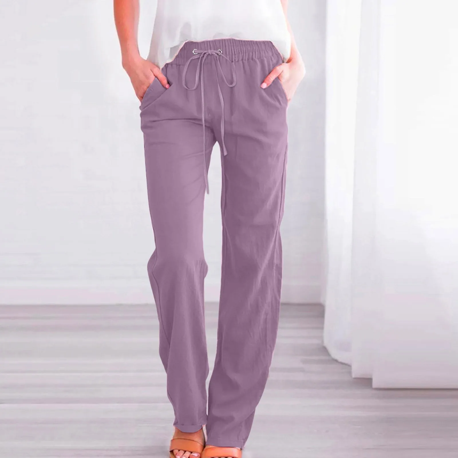 Women Causal Straight Leg Pants Elastic Drawstring High Waist Trousers With Pockets Ladies Solid Color Loose Oversize Trousers
Women Causal Straight Leg Pants Elastic Drawstring High Waist Trousers With Pockets Ladies Solid Color Loose Oversize Trousers