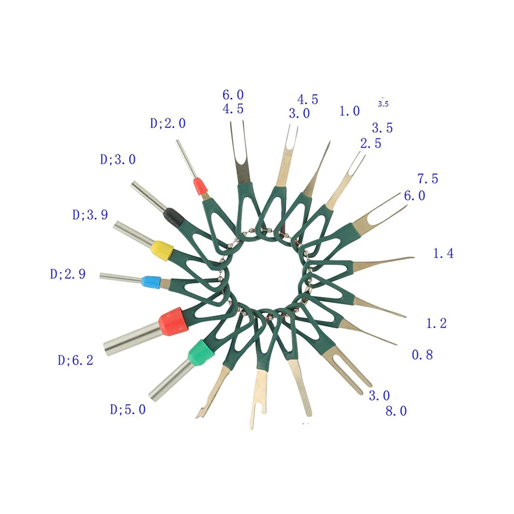1 SEt Removal Tool Practical To Use Terminal Pick Needle 18pcs/Set Crimp Connector Extractor Release Pin Removal Tool
1 SEt Removal Tool Practical To Use Terminal Pick Needle 18pcs/Set Crimp Connector Extractor Release Pin Removal Tool