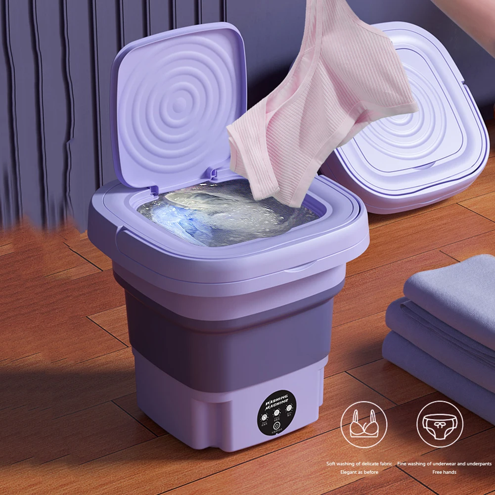 

8L Folding Washing Machine For Kids Clothes With Dryer Bucket Washing For Socks Underwear Mini Washing Machine Drying Centrifuge