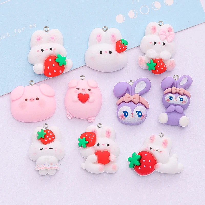 100pcs Resin Cartoon Charms Strawberry Rabbit Pig for Jewelry Making DIY Pendants Earrings Necklace Keychain Accessories
100pcs Resin Cartoon Charms Strawberry Rabbit Pig for Jewelry Making DIY Pendants Earrings Necklace Keychain Accessories
