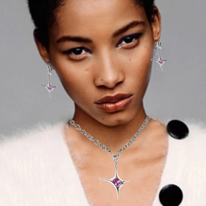 Trendy Pink Crystal Star Necklace Clip Earrings for Woman Metal Round Irregular Four-Pointed Star Zircon Rings Aesthetic Jewelry
Trendy Pink Crystal Star Necklace Clip Earrings for Woman Metal Round Irregular Four-Pointed Star Zircon Rings Aesthetic Jewelry