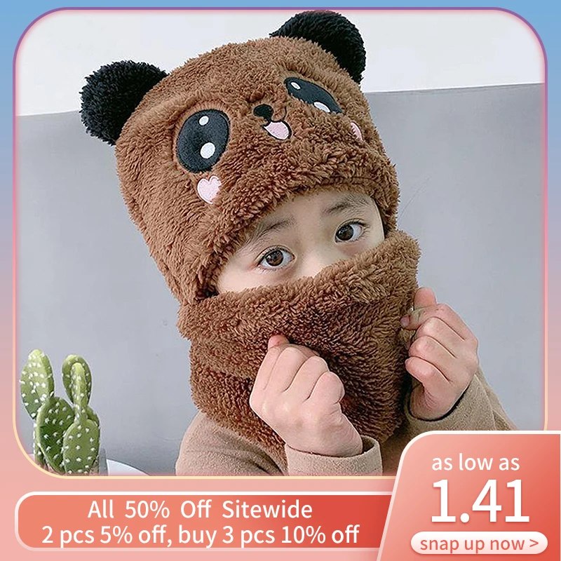 Cute Bear Winter Plush Scarf Hat Russian Children Warmer Stuff Thicken Fleece Girls Boys Snood Beanie Kids Pullover Cap 3-10Y
Cute Bear Winter Plush Scarf Hat Russian Children Warmer Stuff Thicken Fleece Girls Boys Snood Beanie Kids Pullover Cap 3-10Y