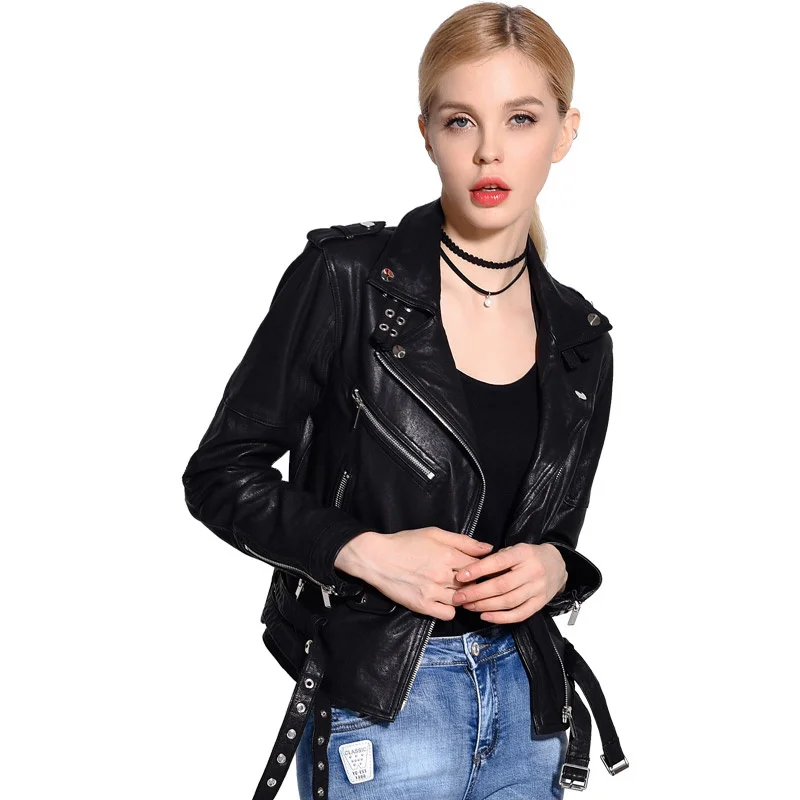 Women Genuine Leather Jacket Soft 100% Tanned Sheepskin Double Belts Female Leather Coat Ladies Biker Clothing Autumn M307
Women Genuine Leather Jacket Soft 100% Tanned Sheepskin Double Belts Female Leather Coat Ladies Biker Clothing Autumn M307
