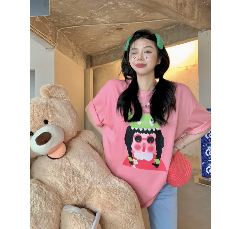 Short sleeve T-shirt women's summer American retro print loose design sense of minority Korean chic casual top ins fashion
Short sleeve T-shirt women's summer American retro print loose design sense of minority Korean chic casual top ins fashion